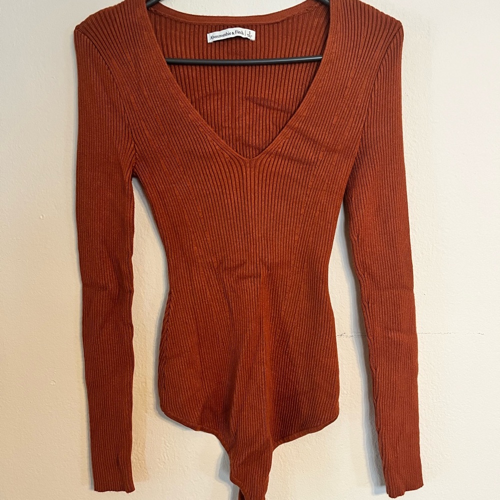 Abercrombie & Fitch Burnt Orange Ribbed Body Suit